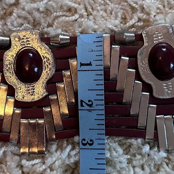 Free People Maria Southwest Leather Wide Waist Belt Size Small 32" EUC - Picture 3 of 8